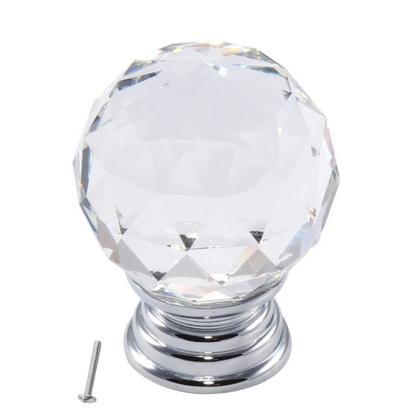 Bouton de meuble rond en verre cristal Ø35mm - Chrome – Furnica