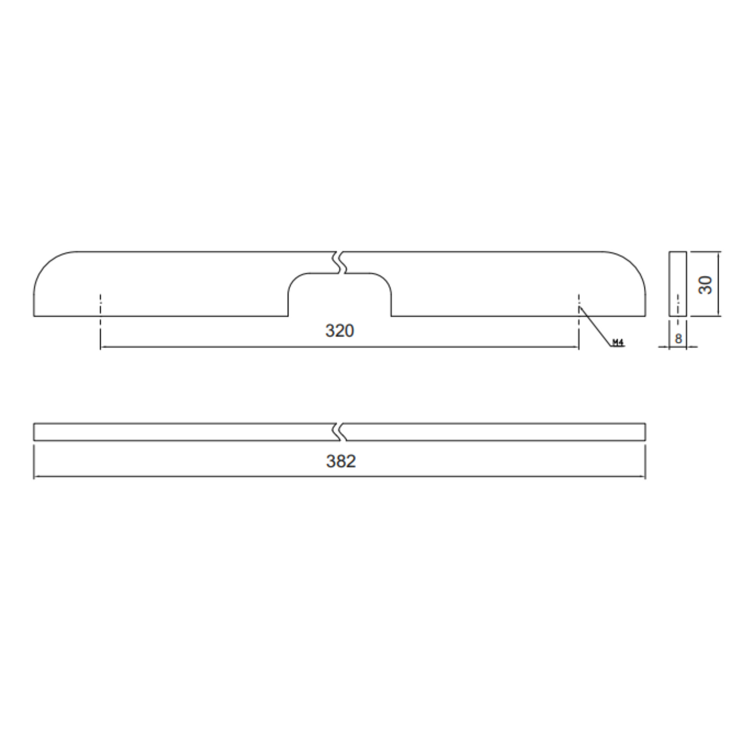 Poignée de meuble 320mm U084 - Chrome