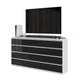 GABRIEL - Commode 12 Tiroirs (8+4) - H92cm L180cm P33cm (Blanc / Noir Brillant)