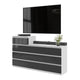 GABRIEL - Commode 10 Tiroirs (6+4) - H92/70 cm L160 cm P33 cm (Blanc / Anthracite Brillant)