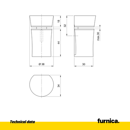 Support étagère verre et panneau cylindrique - Satiné