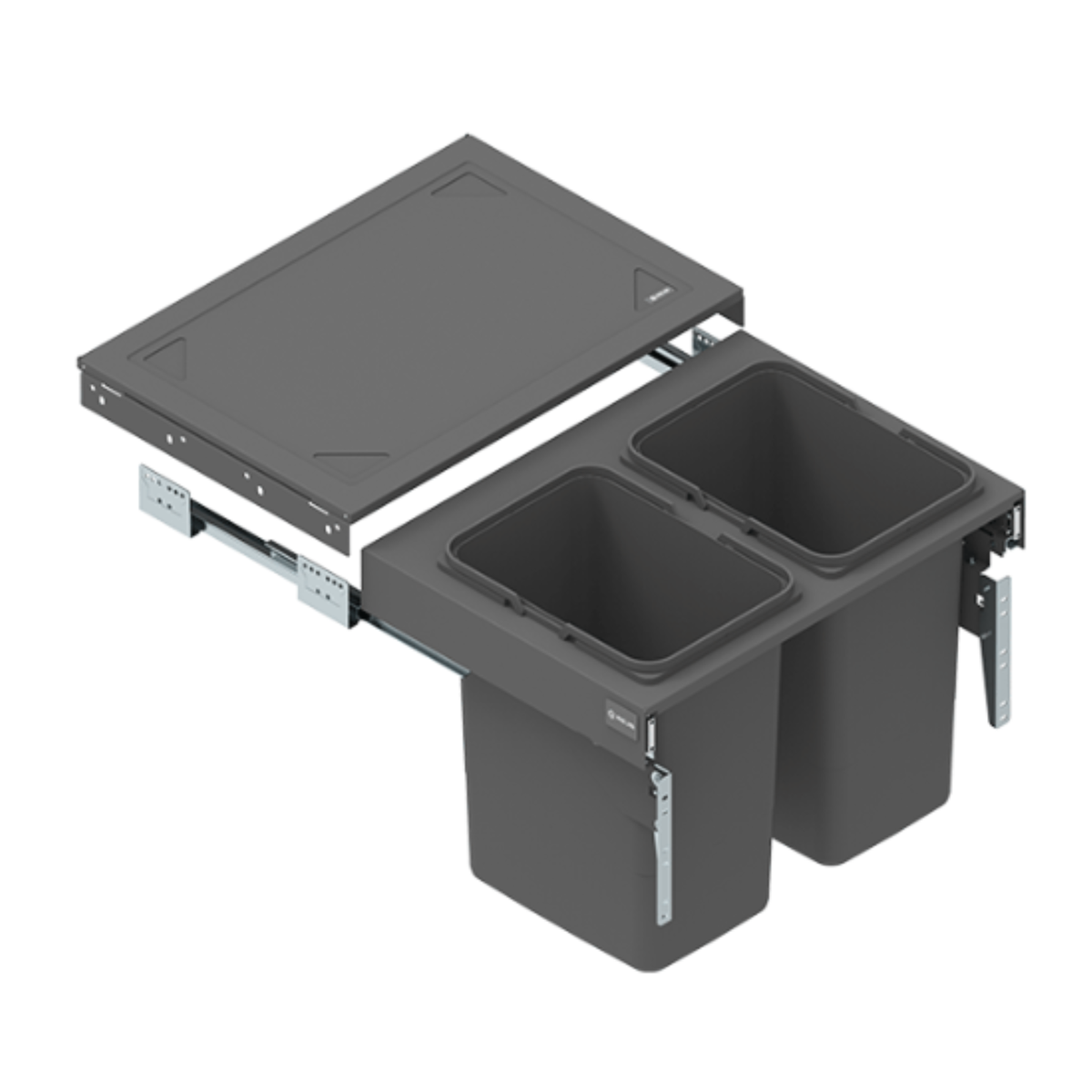 Poubelle de cuisine encastrable - Tri sélectif 2 bacs - 60cm Meuble