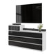 GABRIEL - Commode 10 Tiroirs (6+4) - H92/70 cm L160 cm P33 cm (Blanc / Noir Brillant)