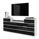 GABRIEL - Commode 14 Tiroirs (4+6+4) - H92cm L220cm P33cm (Blanc / Noir Brillant)