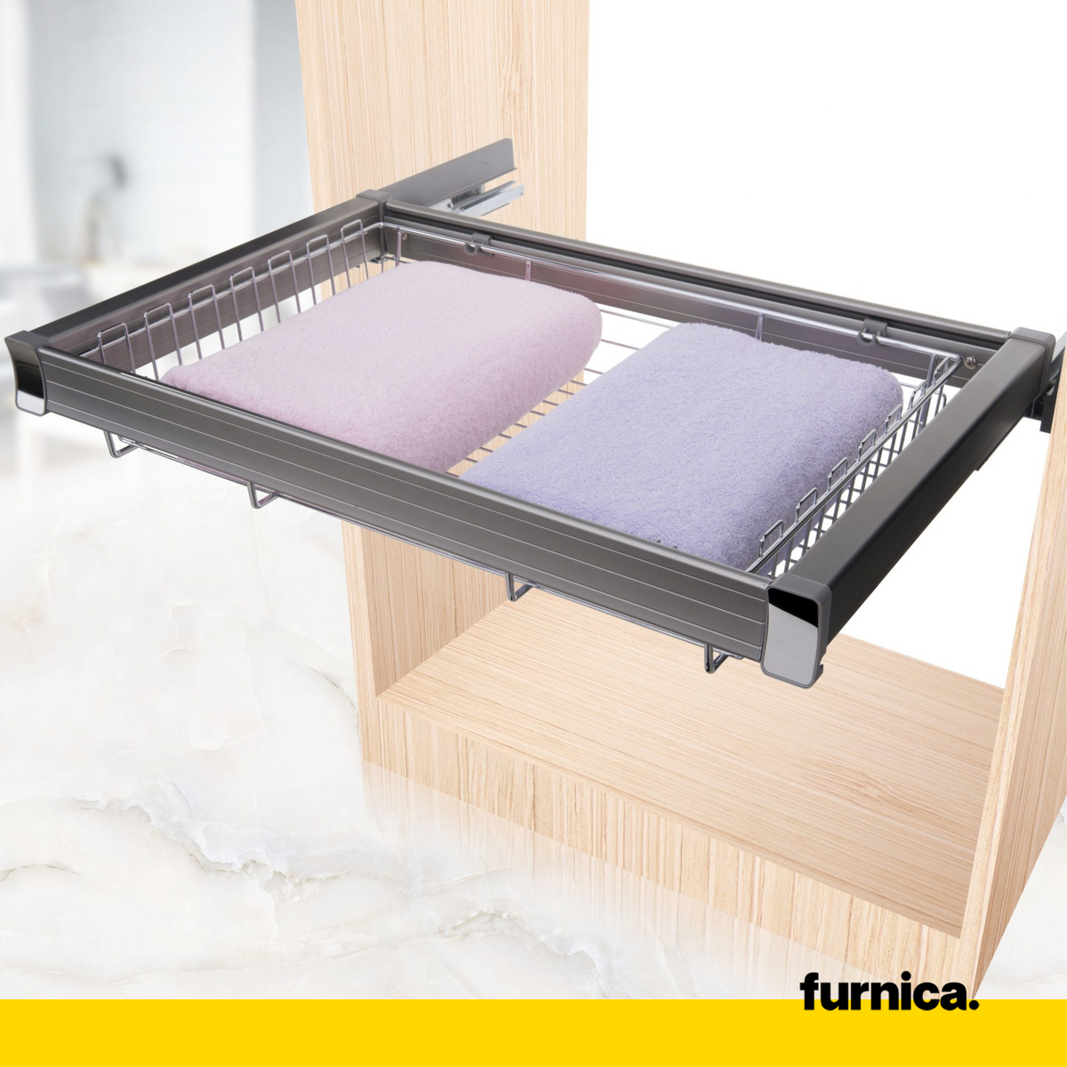 Panier de rangement coulissant pour caisson de 70 cm Soft-Close - Chrome (2) – Furnica