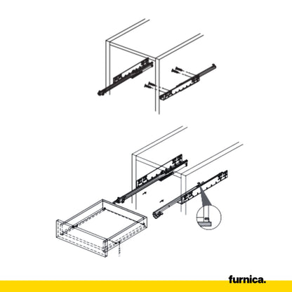 Ensemble de glissières dissimulée à fermeture silencieuse (gauche et droite) 450mm (4) – Furnica