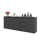 MIKEL - Commode 6 Tiroirs et 3 Portes - Armoire de Rangement pour Couloir / Chambre à Coucher - Buffet - Anthracite H75cm L200cm P35cm