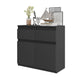 NOAH - Commode 2 Tiroirs et 2 Portes - Meuble de Rangement pour Couloir/Chambre - Buffet - H75cm L80cm P35cm (Anthracite)