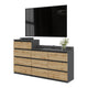 GABRIEL - Commode 10 Tiroirs (6+4) - H92/70 cm L160 cm P33 cm (Anthracite / Chêne Wotan)