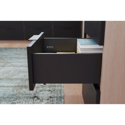 Système de tiroirs Soft-Close, HAUT - SLIM, H: 185mm, Noir