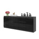 MIKEL - Commode 6 Tiroirs et 3 Portes - Armoire de Rangement pour Couloir / Chambre à Coucher - Buffet - Anthracite / Noir Brillant H75cm L200cm P35cm