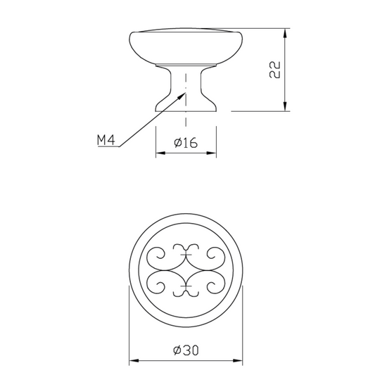 Bouton de meuble Vintage - Ø30mm - Nickel brossé noir