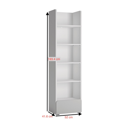 ALBI III - Ensemble de Meubles de Chambre pour Jeunes - Blanc Matt / Gris Froid Brillant