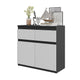 NOAH - Commode 2 Tiroirs et 2 Portes - Meuble de Rangement pour Couloir/Chambre - Buffet - H75cm L80cm P35cm (Anthracite/Blanc)