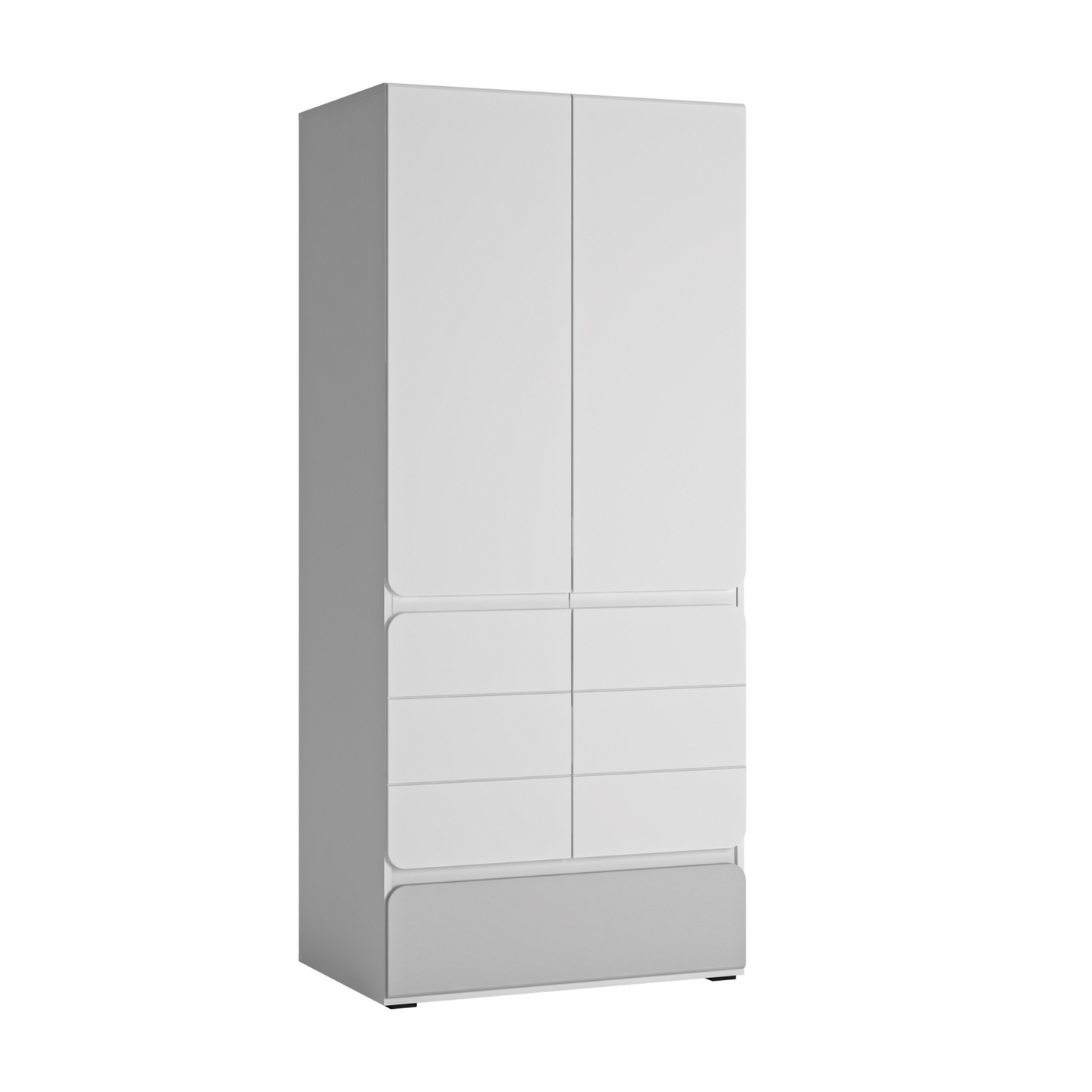 ALBI III - Ensemble de Meubles de Chambre pour Jeunes - Blanc Matt / Gris Froid Brillant