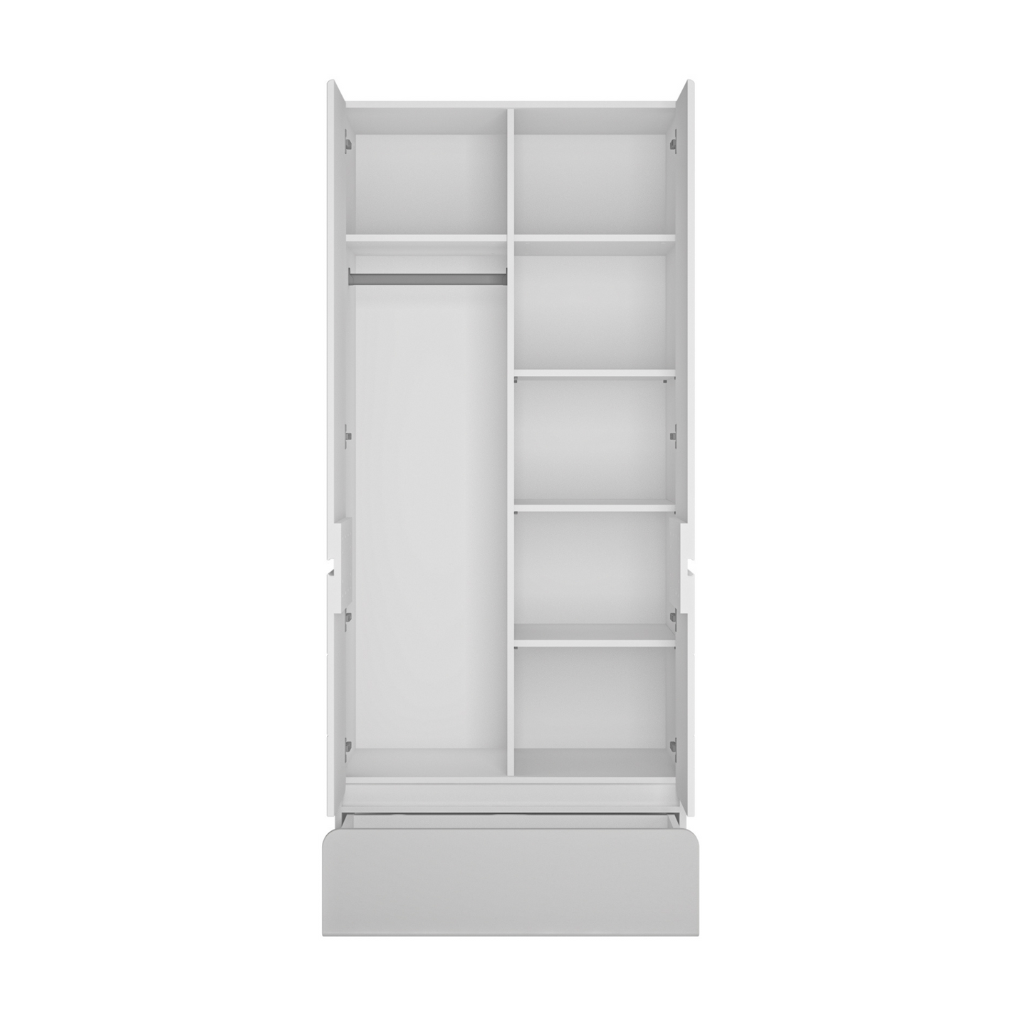 ALBI II - Ensemble de Meubles de Chambre pour Jeunes - Blanc Matt / Gris Froid Brillant