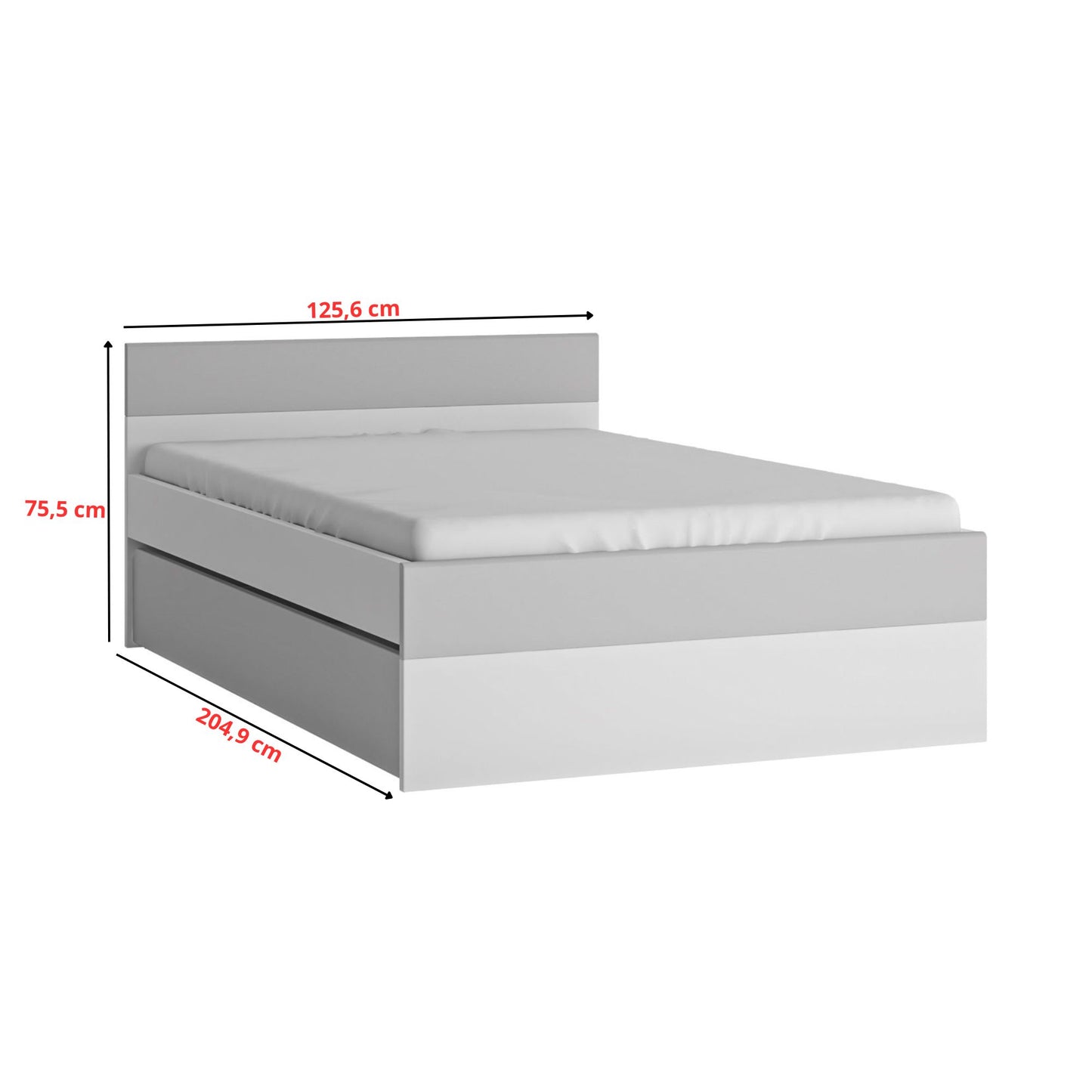 ALBI III - Ensemble de Meubles de Chambre pour Jeunes - Blanc Matt / Gris Froid Brillant