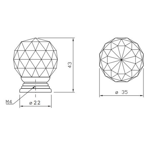 Bouton de meuble rond en verre cristal Ø35mm - Chrome (2) – Furnica