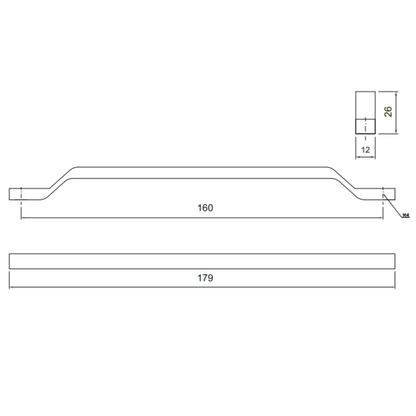 Poignée de meuble 160mm U085 - Acier brossé