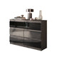 GABRIEL - Commode 6 Tiroirs - Buffet de Chevet - H71 cm L100 cm P33 cm (Anthracite / Noir Brillant)