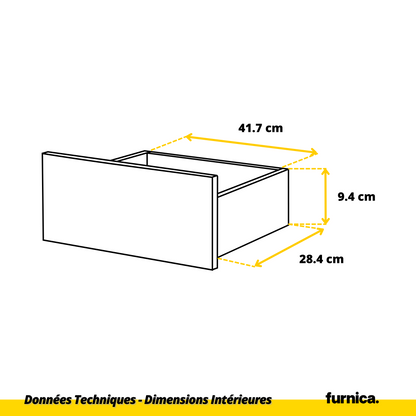 GABRIEL - Commode 6 Tiroirs - Buffet de Chevet - H71 cm L100 cm P33 cm (Blanc Matt / Blanc Brillant)