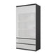 JOELLE - Armoire 2 Portes avec 2 Tiroirs - Anthracite / Blanc Brillant H180cm L90cm P50cm