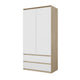 JOELLE - Armoire 2 Portes avec 2 Tiroirs - Chêne Sonoma / Blanc Matt H180cm L90cm P50cm