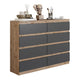 GABRIEL - Commode 8 Tiroirs - Buffet de Chevet - H92 cm L120 cm P33 cm (Chêne Wotan / Anthracite)