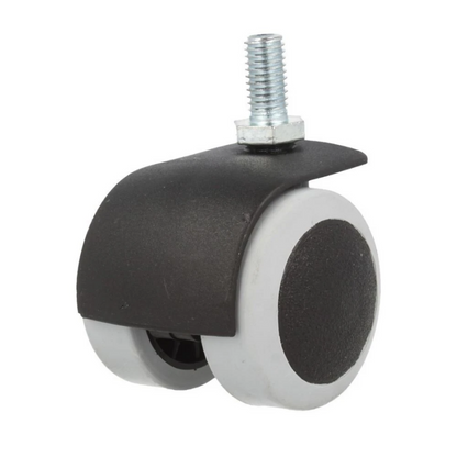 Roulette pivotante en caoutchouc avec tige filetée M10 - Ø50mm