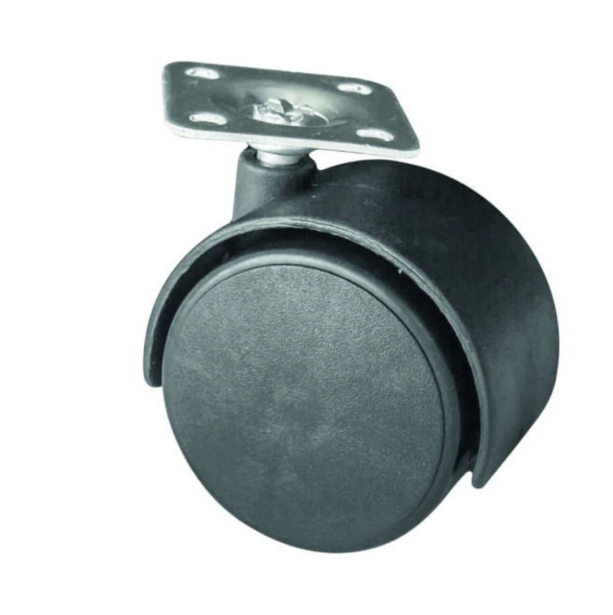 Roulette pivotante pour meuble en plastique avec platine Ø 50 mm