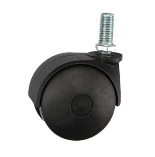 Roulette pivotante pour meuble en plastique avec tige filetée M10 - Ø60 mm