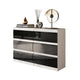GABRIEL - Commode 6 Tiroirs - Buffet de Chevet - H71 cm L100 cm P33 cm (Blanc / Noir Brillant)