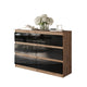 GABRIEL - Commode 6 Tiroirs - Buffet de Chevet - H71 cm L100 cm P33 cm (Chêne Wotan / Noir Brillant)