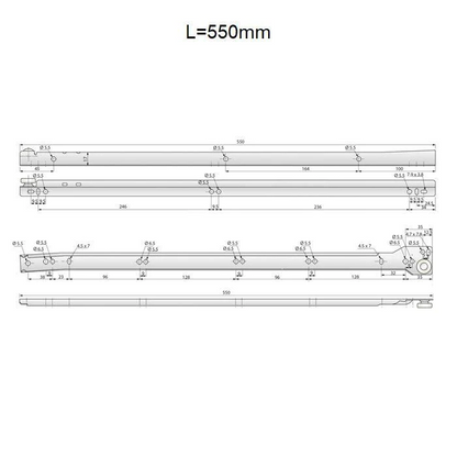 Ensemble de glissières à rouleaux POM blanches - 250-600mm