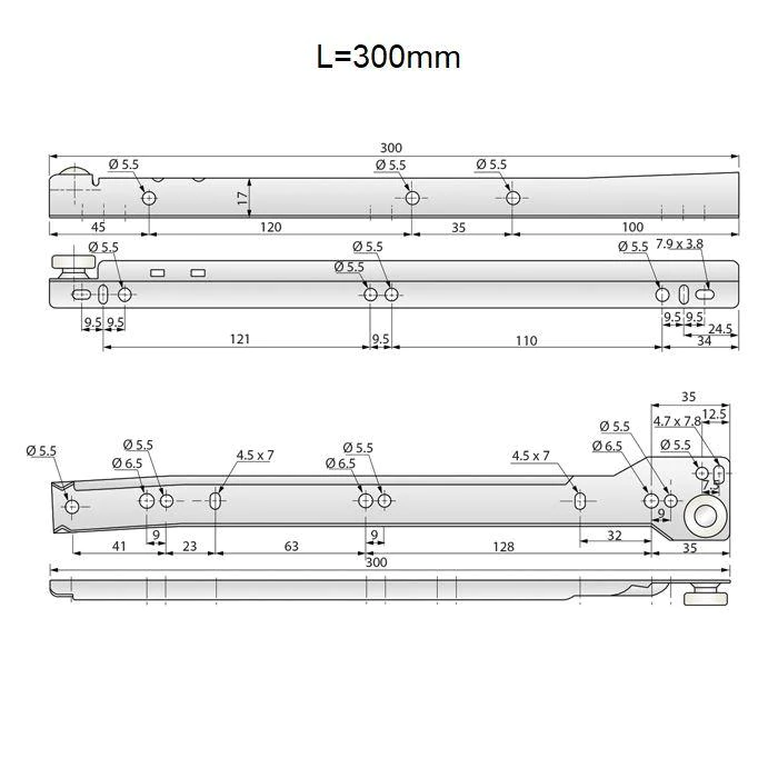Ensemble de glissières à rouleaux POM blanches - 250-600mm