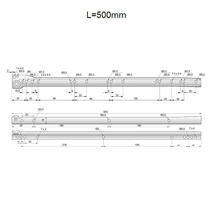 Ensemble de glissières à rouleaux POM blanches - 250-600mm