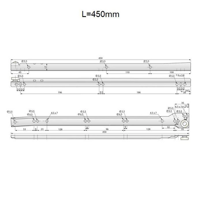 Ensemble de glissières à rouleaux POM blanches - 250-600mm