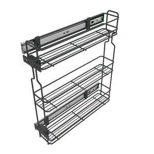 Rangement coulissant de 20 cm à fermeture latérale silencieuse - 3 paniers - Anthracite