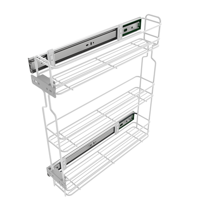 Rangement coulissant de 30 cm à fermeture latérale silencieuse  - 3 paniers - Blanc