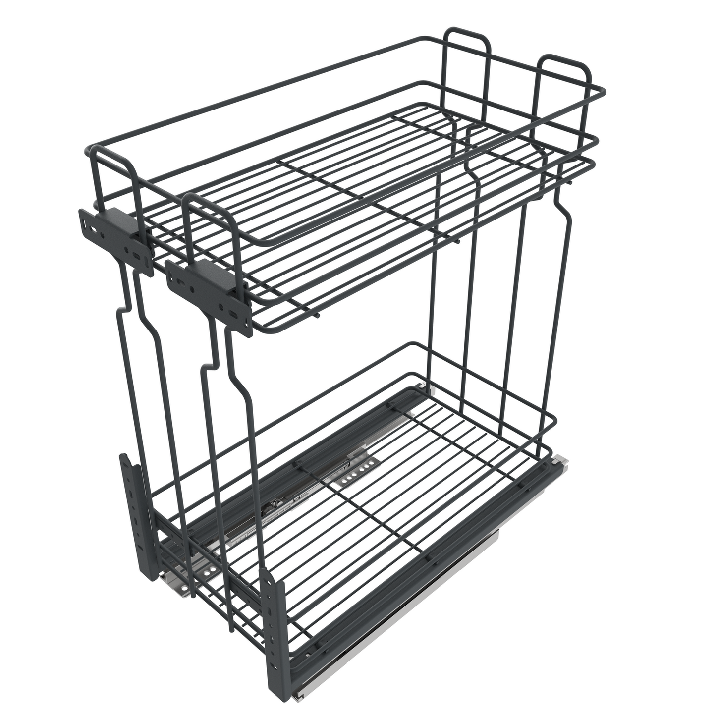 Rangement coulissant de 20 cm à fermeture silencieuse et extractible - 2 paniers - Anthracite