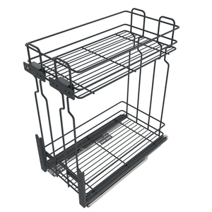 Rangement coulissant de 20 cm à fermeture silencieuse et extractible - 2 paniers - Anthracite