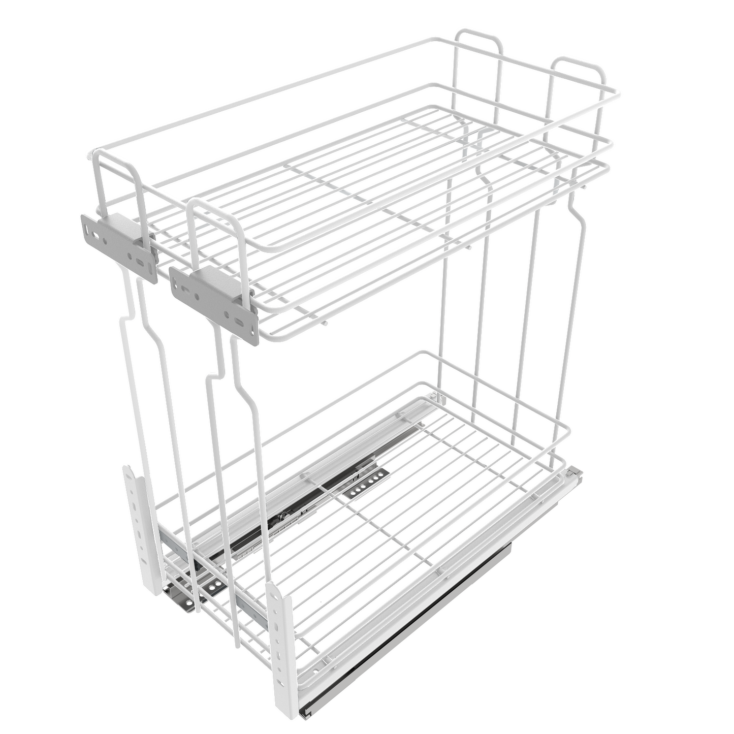 Rangement coulissant de 15 cm à fermeture silencieuse - 2 paniers - Blanc