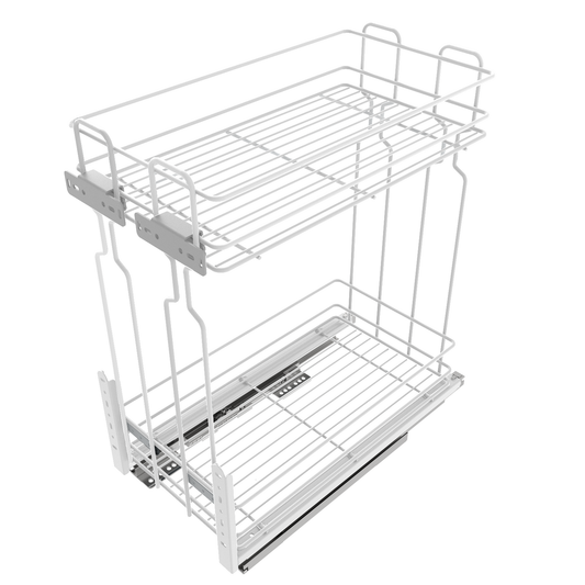 Rangement coulissant de 50 cm à fermeture silencieuse - 2 paniers - Blanc