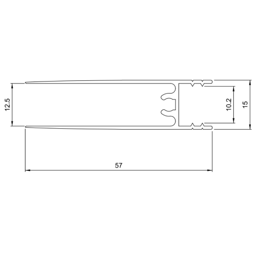 Profilé Horizontal Inférieur en Aluminium de 10 mm 560 cm - Anodisé Champagne