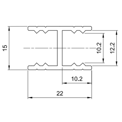Barre de Connexion en H 10mm Profilé Horizontal en Aluminium 560cm - Champagne Anodisé
