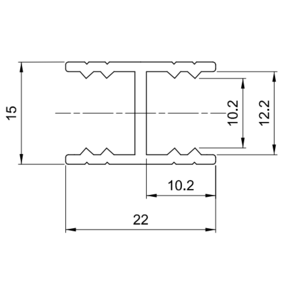 Barre de Connexion en H 10mm Profilé Horizontal en Aluminium 560cm - Argent Anodisé