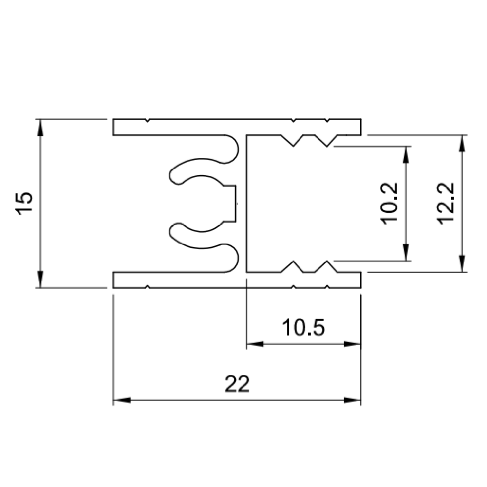 10mm Top Profil Horizontal en Aluminium 560cm - Champagne Anodisé