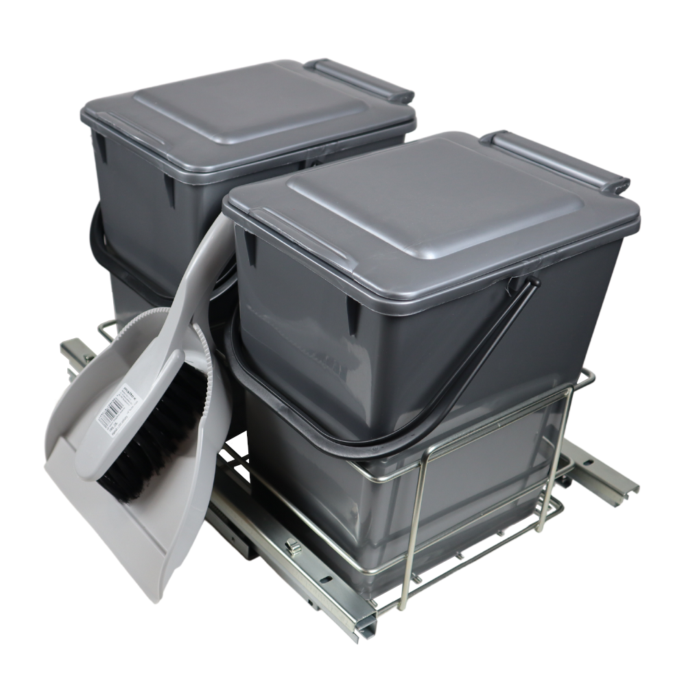 Poubelle de cuisine encastrable à fermeture silencieuse / Organiseur 2 x 10L - 40cm Cabinet