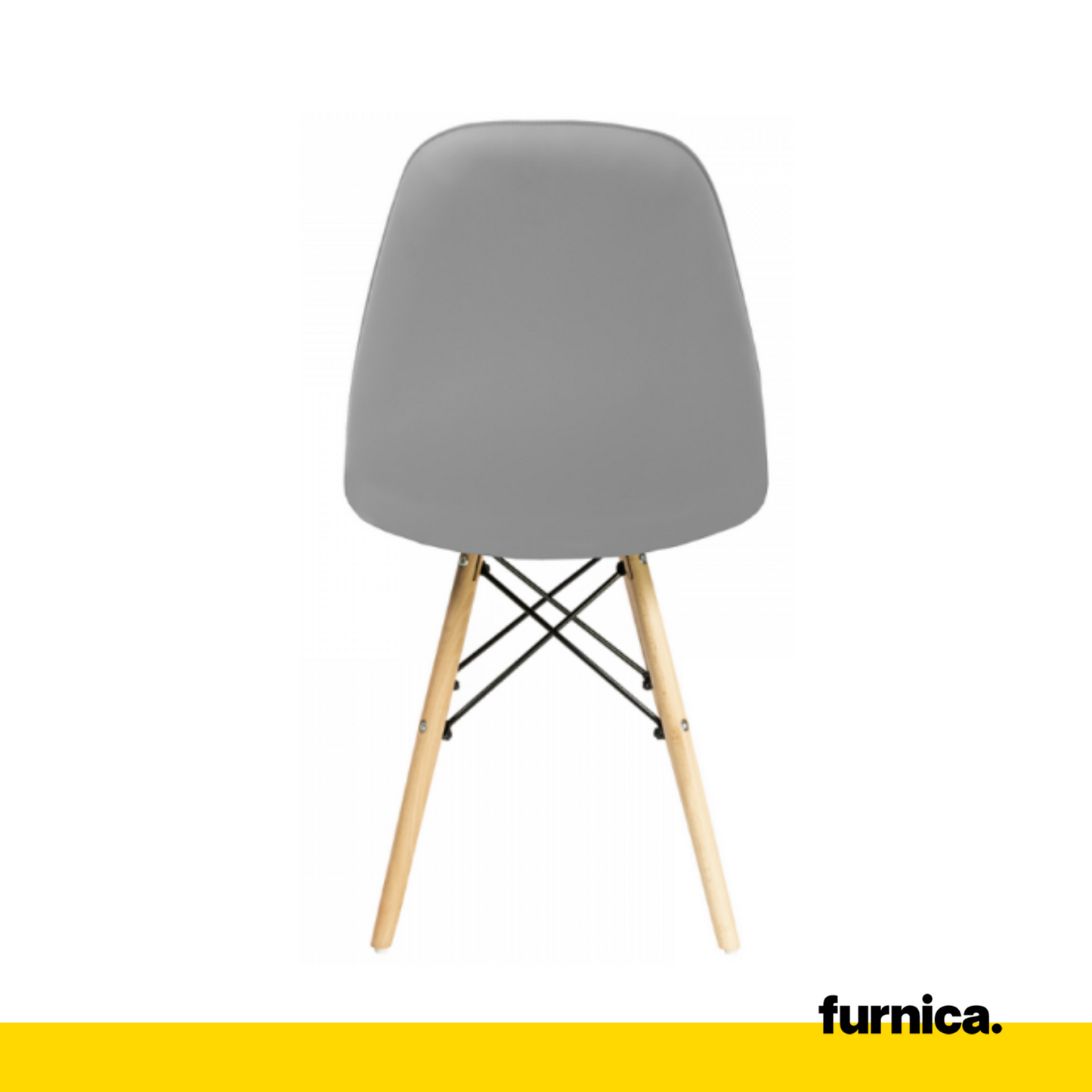 ANGELO - Chaise de Salle à Manger / Bureau en Cuir Écologique de Qualité avec Boutons et Pieds en Bois - Gris