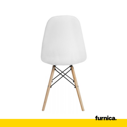 ANGELO - Chaise de Salle à Manger / Bureau en Cuir Écologique de Qualité avec Boutons et Pieds en Bois - Blanc